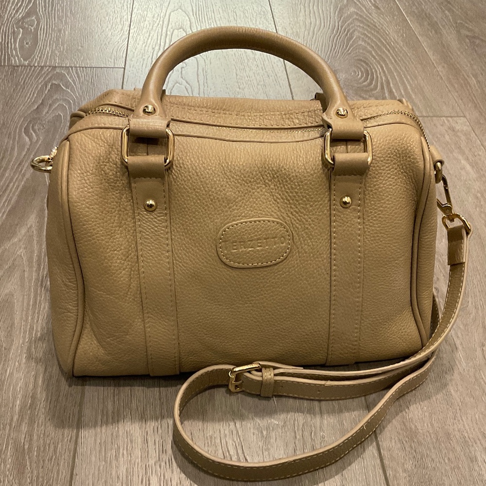 TERZETTO Loreto Pebble Leather Satchel/Shoulder  Camel  NWOT